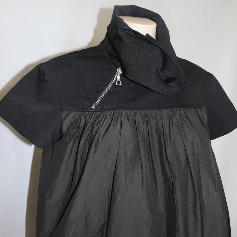 Dries Van Noten Brown Black zip 1 button short sleeve top size 36 /s/m - Picture 2 of 10